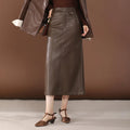 PU Leather Skirt Women's Autumn 2025 New High Waist Hip Skirt Medium and Long Straight Split One-step Skirt