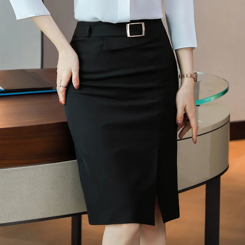 Spring Summer Fashion Black Skirt Women Elegant All-Match Slim Formal Female Office Ladies Business Mini Short