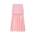 MUJER Pink Knit Skirt Set 2 Piece Woman Pleated Long Skirts for Women off Shoulder Ruffle Top Women's Skirts Set Summer Outfit