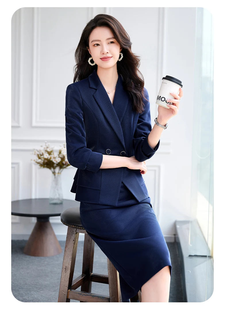 NAVIU High Quality Slim Fashion Career Work Wear Suits With Jacket And Skirt Elegant Professional Business Work Blazer Outfits