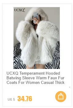 UCXQ Tide Faux Fur Coat European Style Street All Match Lapel Temperament Elegant Long Outerwear Women 2025 Autumn Winter 3C2587