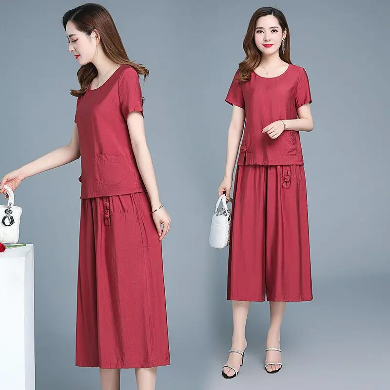 Large Size Pant Sets For Women 2 Pieces Clothes Promotion Casual Elegant Cheap New Chic Luxury Classy Wide Leg Trousers Woman