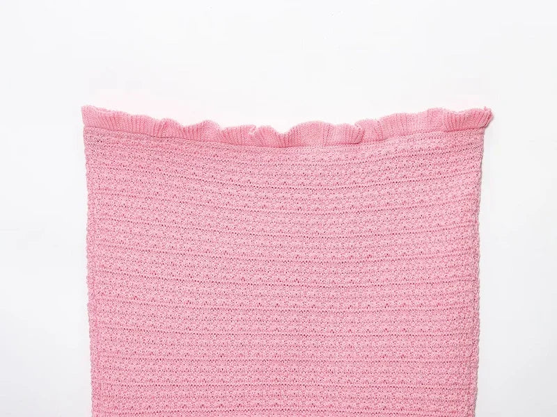 MUJER Pink Knit Skirt Set 2 Piece Woman Pleated Long Skirts for Women off Shoulder Ruffle Top Women's Skirts Set Summer Outfit