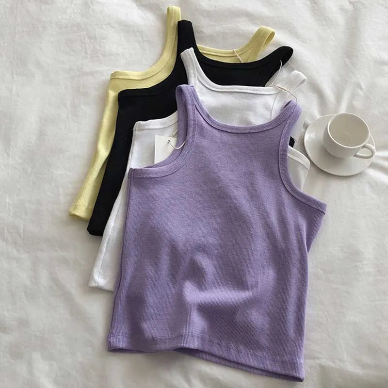 2024 Women Tank Tops Sexy Cropped Top Female Women Summer Camisole Camis Black White Sport Clothes For Women