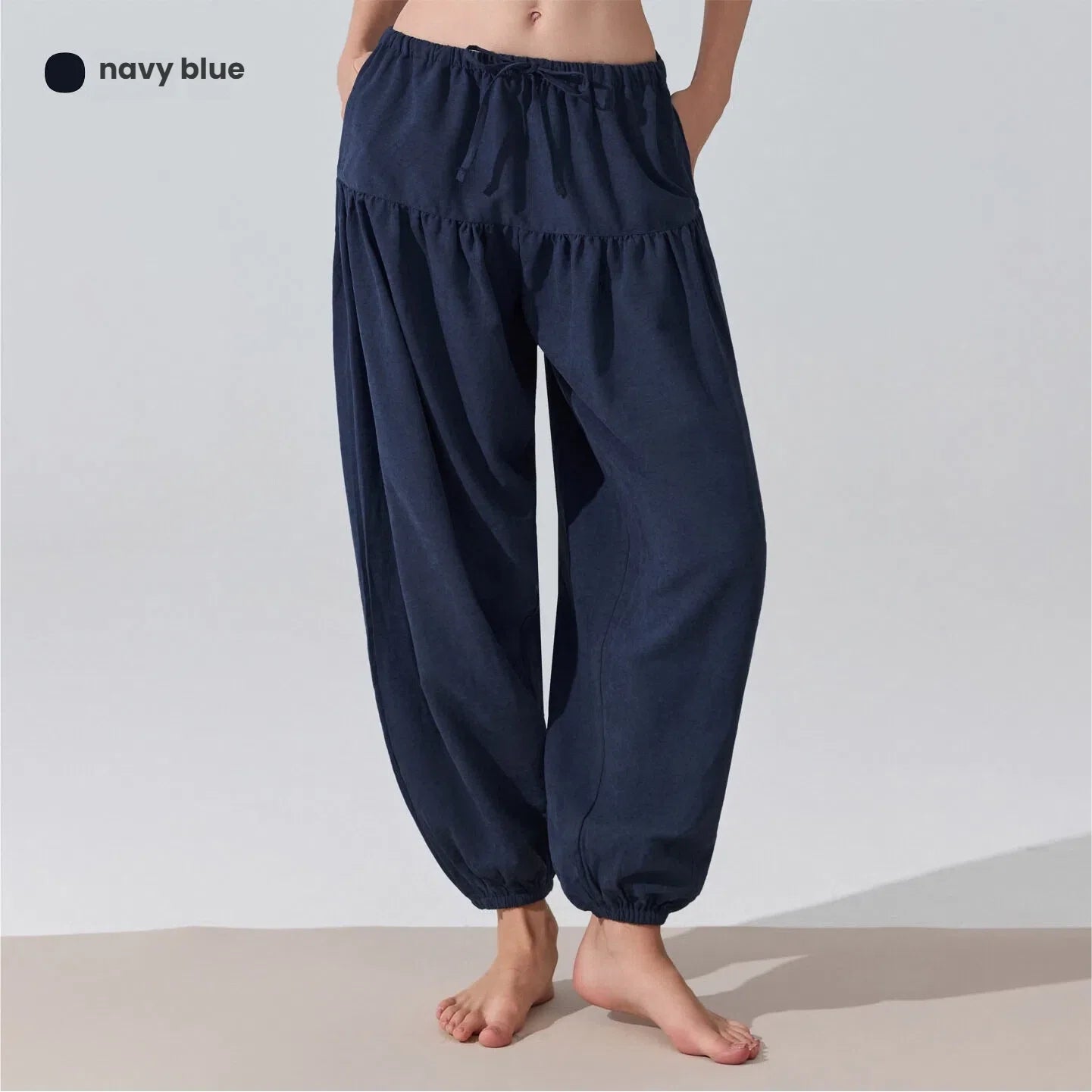 Women's Jogger Pants Haram Pants Cotton Blend High Waist Elastic Drawstring Wide Leg Lounge Trousers for Yoga Gym Fitness