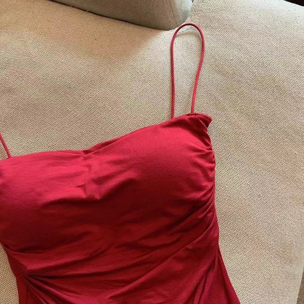 Sleeveless Tees Tank Tops For Women Camisole Vest Cropped Top Slim Fit Solid Color Spaghetti Strap Built In Bra Women Clothes