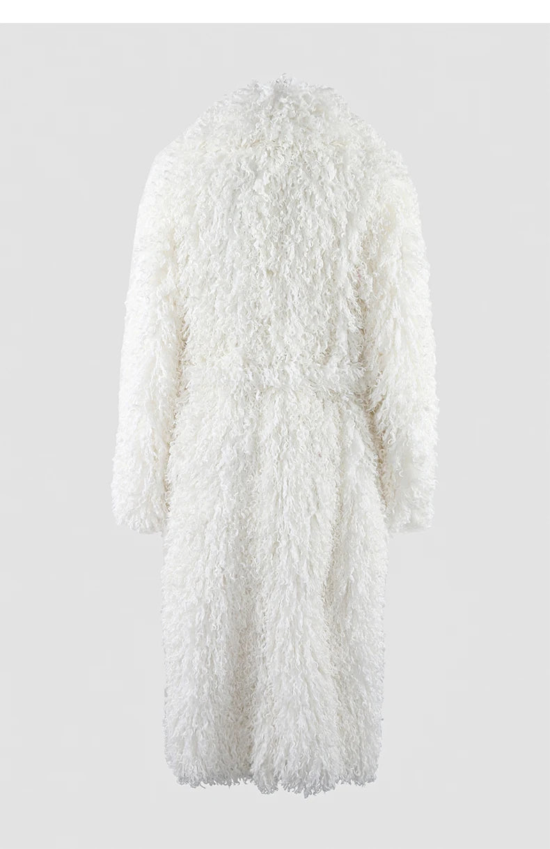 Lautaro Winter Extra Long Soft Thick Warm Fluffy Black Fuzzy Shaggy Hairy Faux Fur Coat Women Sashes Luxury Furry Overcoat 2023