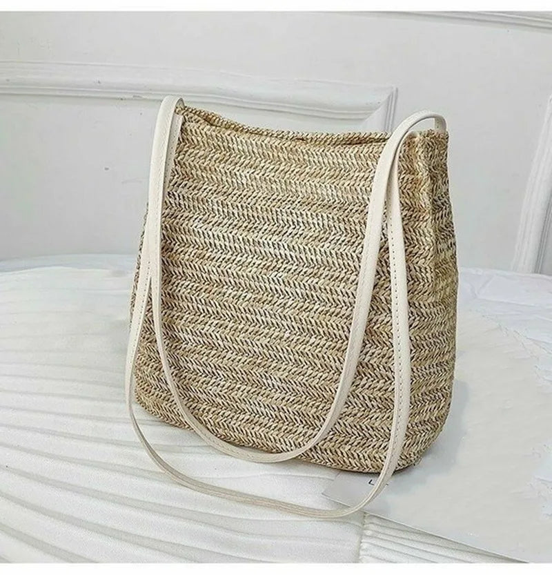 Women's straw woven handbag large rattan basket beach Bag Summer Women Messenger Crossbody Bags Girls Small Beach Handbag New