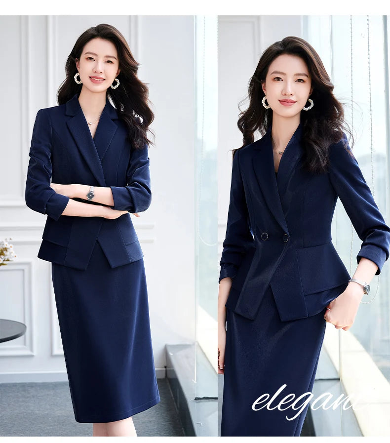 NAVIU High Quality Slim Fashion Career Work Wear Suits With Jacket And Skirt Elegant Professional Business Work Blazer Outfits