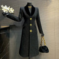 High Quality Women Woolen Coat Korean Style 2025 New Mid-Length Autumn And Winter Black Temperament Slim Women Woolen Coat H497