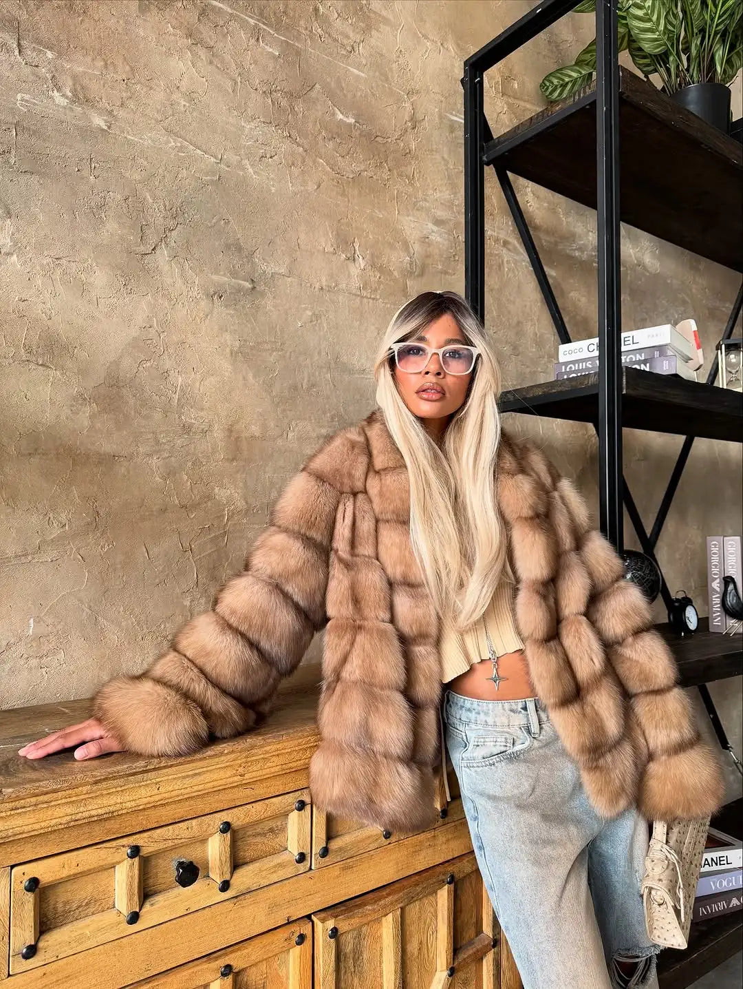 Solid Patchwork Faux Fur Coat Women Full Sleeve Lapel Loose Long Staple Plush Jacket Lady 2025 New Winter Fashion Street Outwear