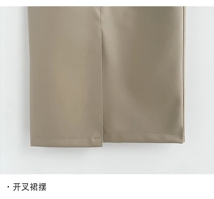 New Fashion Pu Leather Skirt Women Fashion Autumn High Waist Slim Split Wrapped Hip Pencil Skirts Elegant Office Lady Jupe