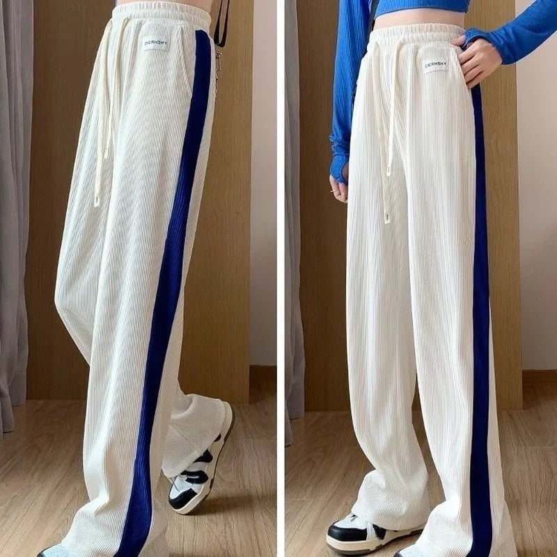 Sports Blue Joggers Female Pants Black Straight Leg Trousers for Women Clothes Elastic Waist Fitness Jogging Loose Sweatpants G