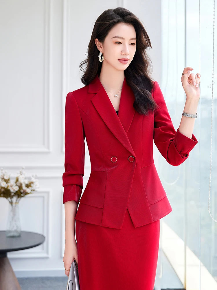 NAVIU High Quality Slim Fashion Career Work Wear Suits With Jacket And Skirt Elegant Professional Business Work Blazer Outfits