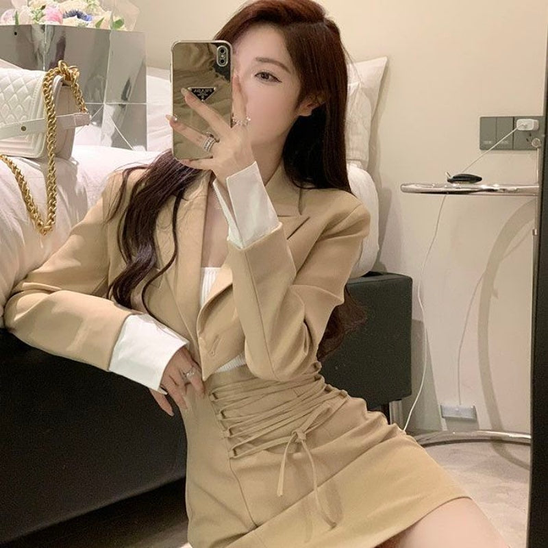 Summer Blazer Suit Skirt Women's Matching Sets Sexy Trend 2 Piece Outfits 2025 Set of Two Fashion Pieces for Women Office Skirts