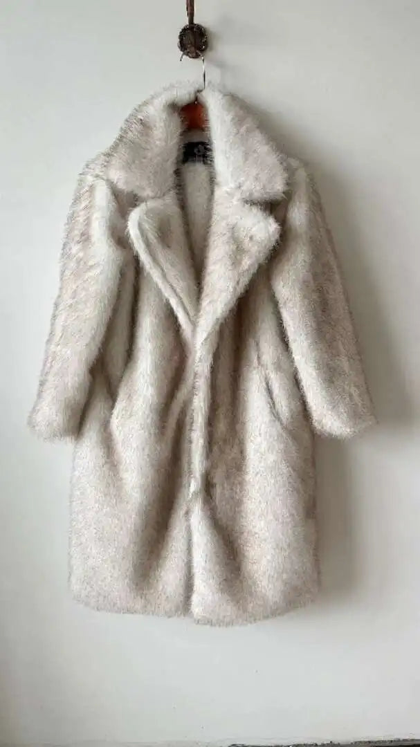 UCXQ Tide Faux Fur Coat European Style Street All Match Lapel Temperament Elegant Long Outerwear Women 2025 Autumn Winter 3C2587