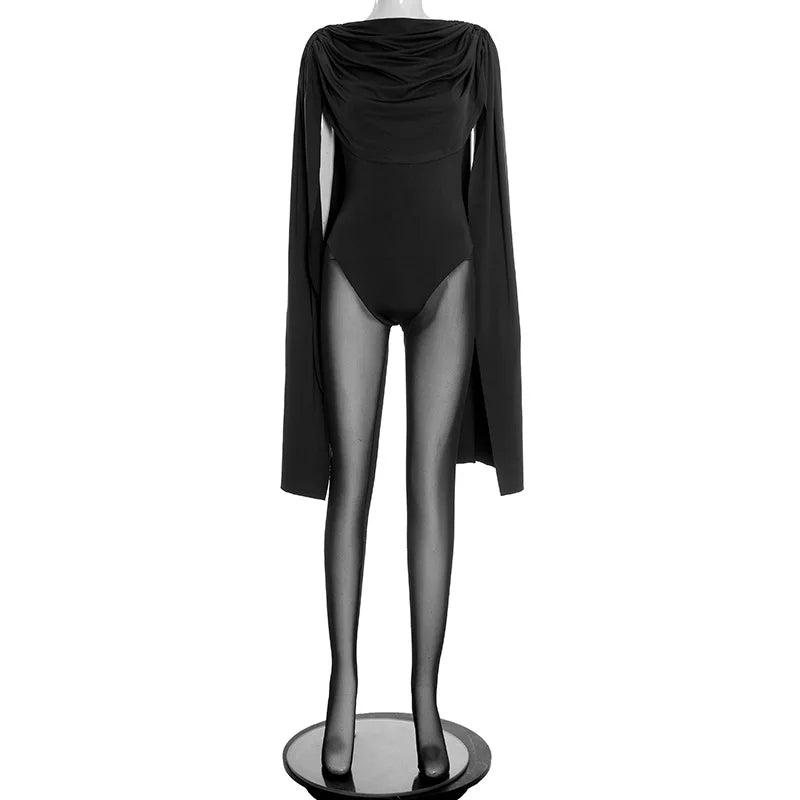 Women Elegant Sexy Swing Collar Shawl Bodysuits Chic Fashion Sleeveless Stretch Club Party Rompers Streetwear Overalls Tops