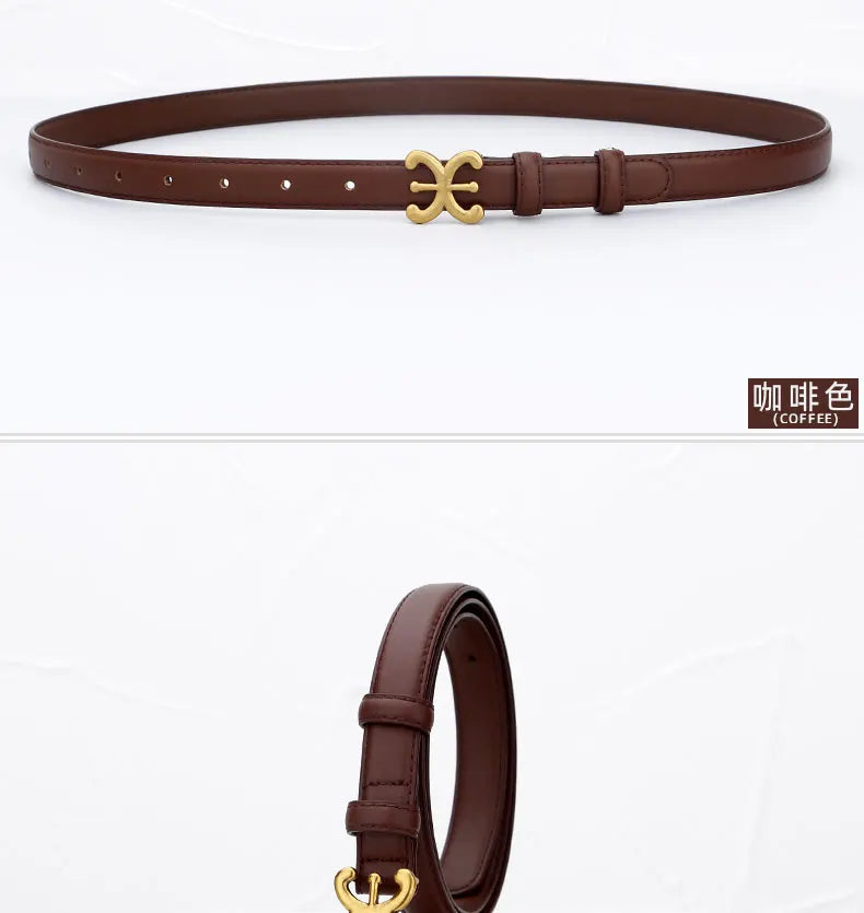 Women's luxury belts fashionable and trendy 1.8CM leather belts body metal buckle head suitable for dress trousers casual wear