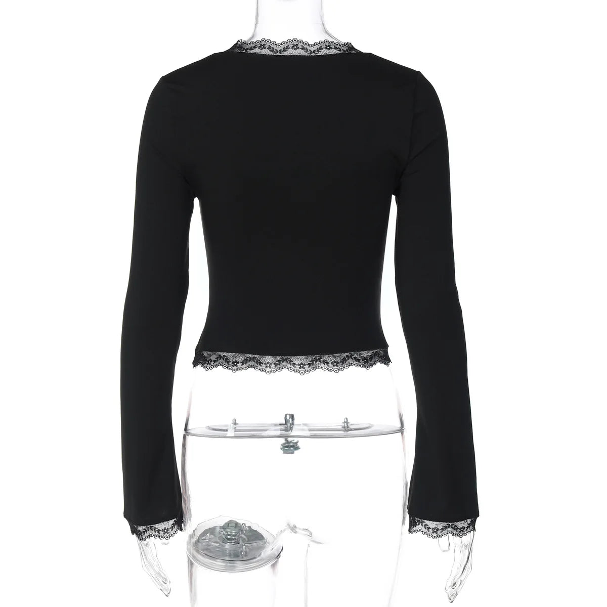 FDYOUI Lace Patchwork Long Sleeve T-shirts Streetwear Y2K Woman Clothes Casual Fashion Square Collar Slim Pink Tee Shirt Tops