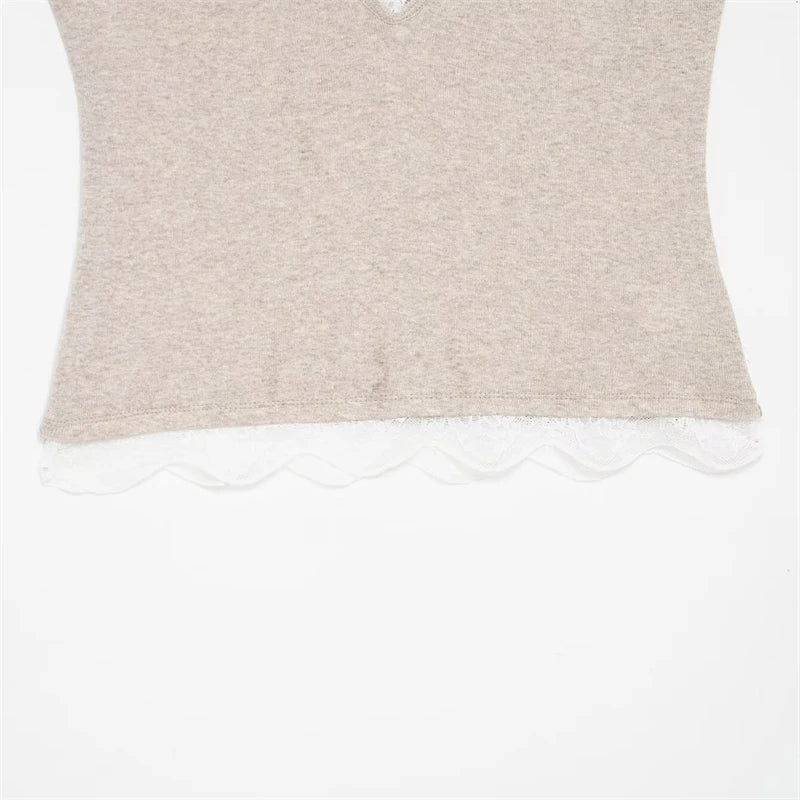 Women's Lace-Trim Cami Top, 3 Colors Available, V-Neck, Thin Straps, Sleeveless Casual Basic Tank