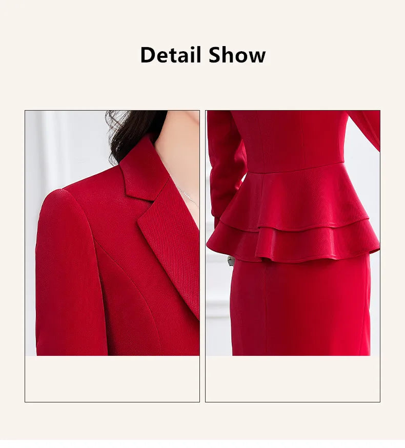 NAVIU High Quality Slim Fashion Career Work Wear Suits With Jacket And Skirt Elegant Professional Business Work Blazer Outfits