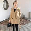 2024 Women Medium Long Styles Windbreaker Coat Autumn Female Loose Fit Lace Up Trench Jacket Korean Ladies Fashion Lined Outwear