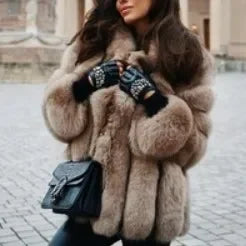 Autumn Winter Faux Fur Jackets for Women Long Sleeve Coat Short Warm Outerwear Clause Jacket Elegant Streetwear Thick Coats