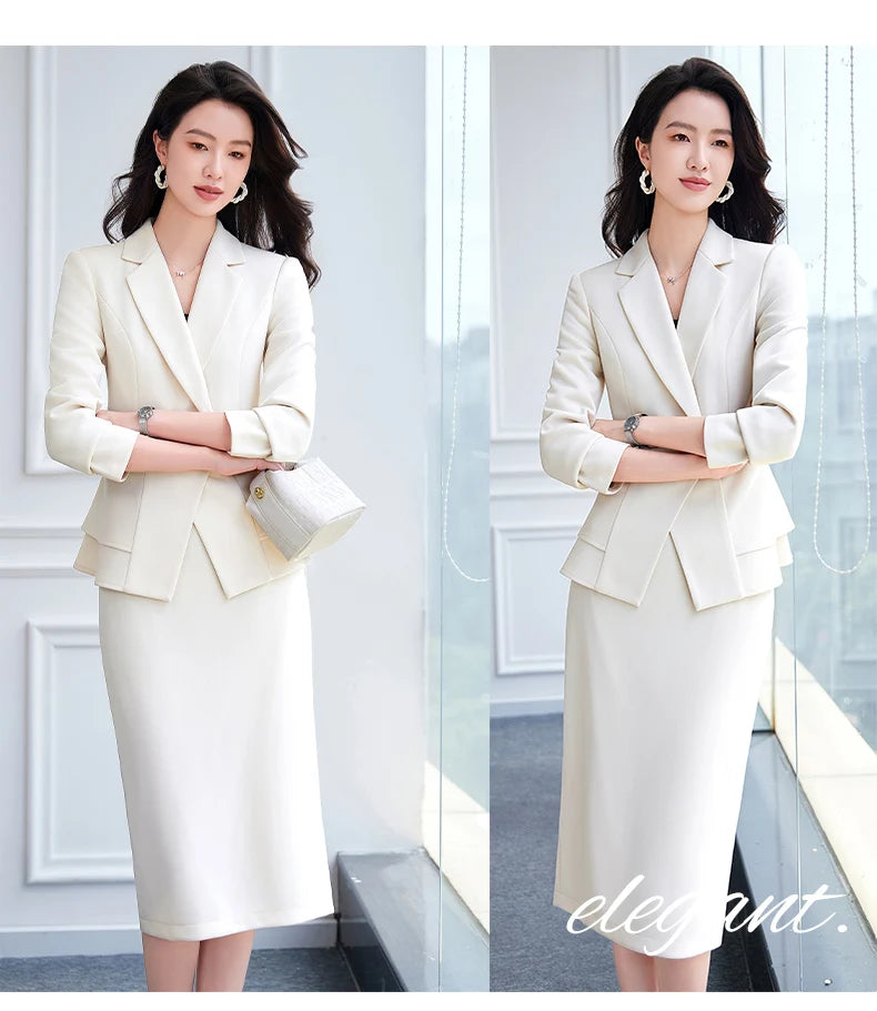 NAVIU High Quality Slim Fashion Career Work Wear Suits With Jacket And Skirt Elegant Professional Business Work Blazer Outfits