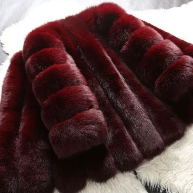 Autumn Winter Faux Fur Jackets for Women Long Sleeve Coat Short Warm Outerwear Clause Jacket Elegant Streetwear Thick Coats
