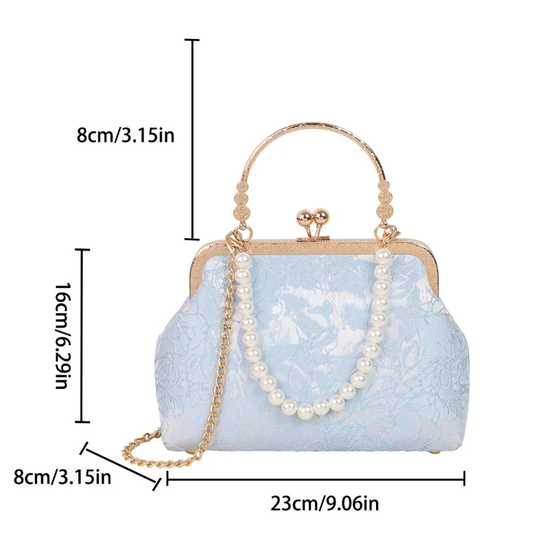 Vintage Classic Lace Bag pearl Evening Bags Wedding Shell Lock Bags Women Shoulder Crossbody Bag Chain Women's Handbags Purses