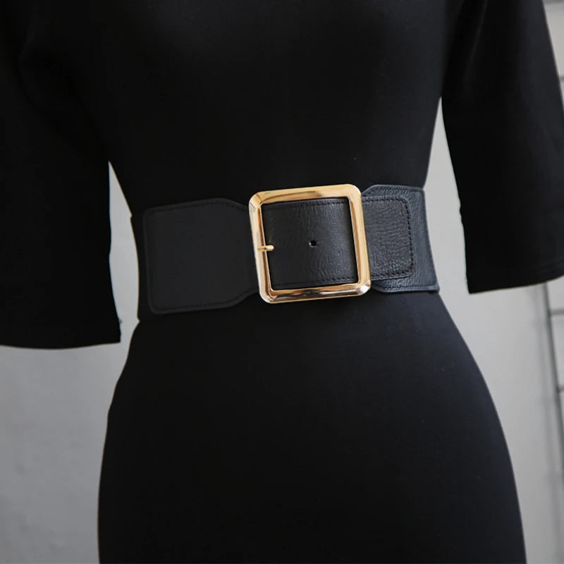 Trend New Big Belts for Women Waist Corset BeltWide Elastic Cummerbunds Black StretchPlus Size Belt Dress Fashion Ladies Wear