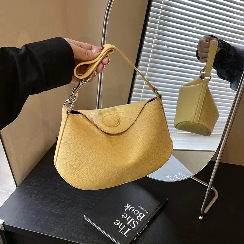 Pea Pod Crossbody Shoulder Bag,Women's Lychee Pebbled Pattern Women Dumpling Sling Bag,Chic Simple Minimalist Commuter Purse