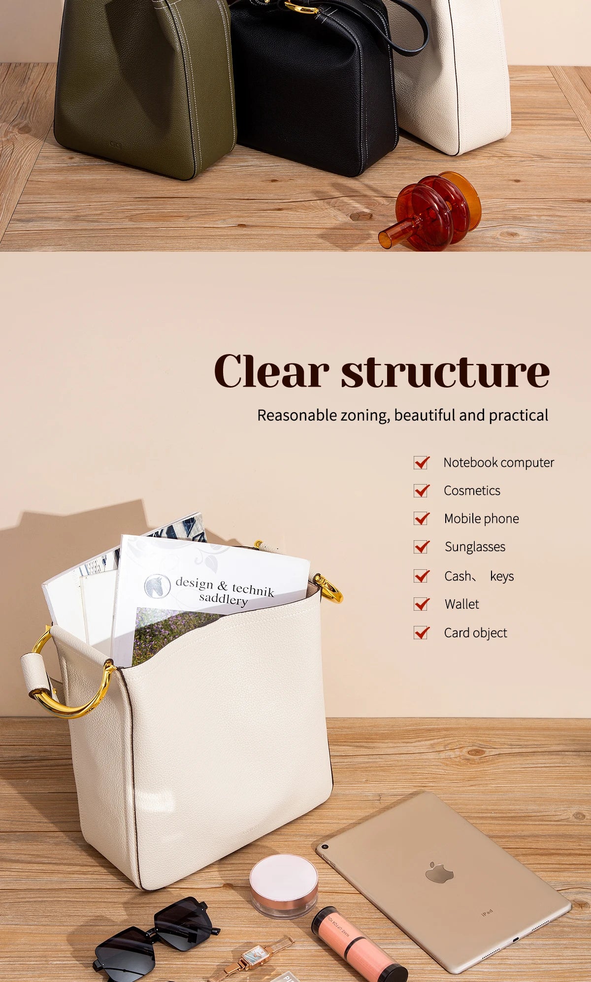 Women's Tote Bag Autumn High Quality Simple Beige Texture Women's Business Commuter Shoulder Bag