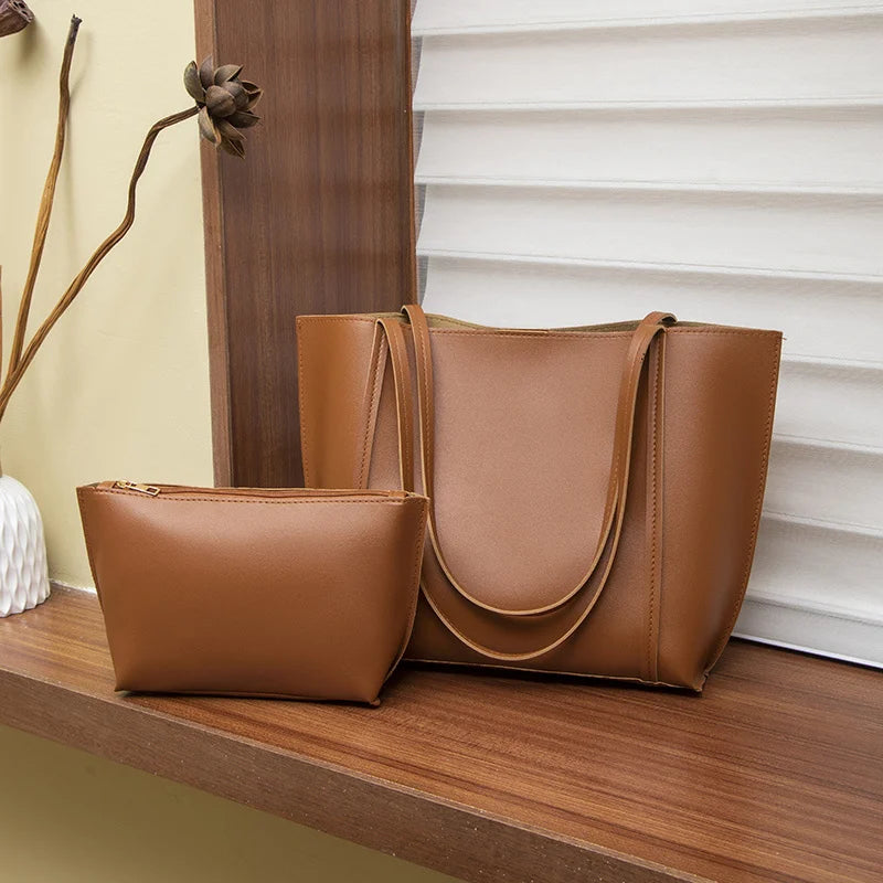 Tote Bags Simple and large-capacity fashion shoulder women's bag solid color minimalist style fashion tote bag travel light and