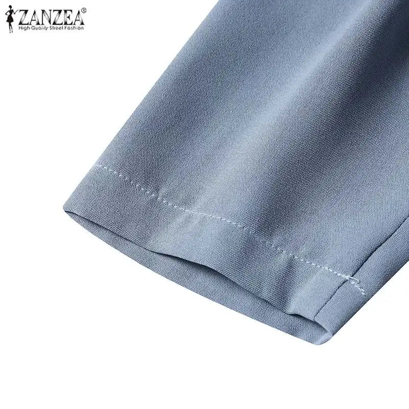 ZANZEA Summer Fashion Womens Dress Sexy Solid Color Knee Length Bodycon Sundress Elegant 3/4 Sleeve V-Neck Work OL Vestidos 2025