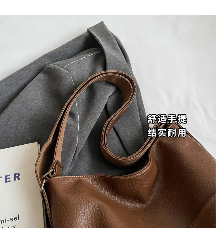 Versatile Student PU Backpack Women New Large Capacity Commute Travel Shoulder Crossbody Bags Fashion All-matched Tote Bag