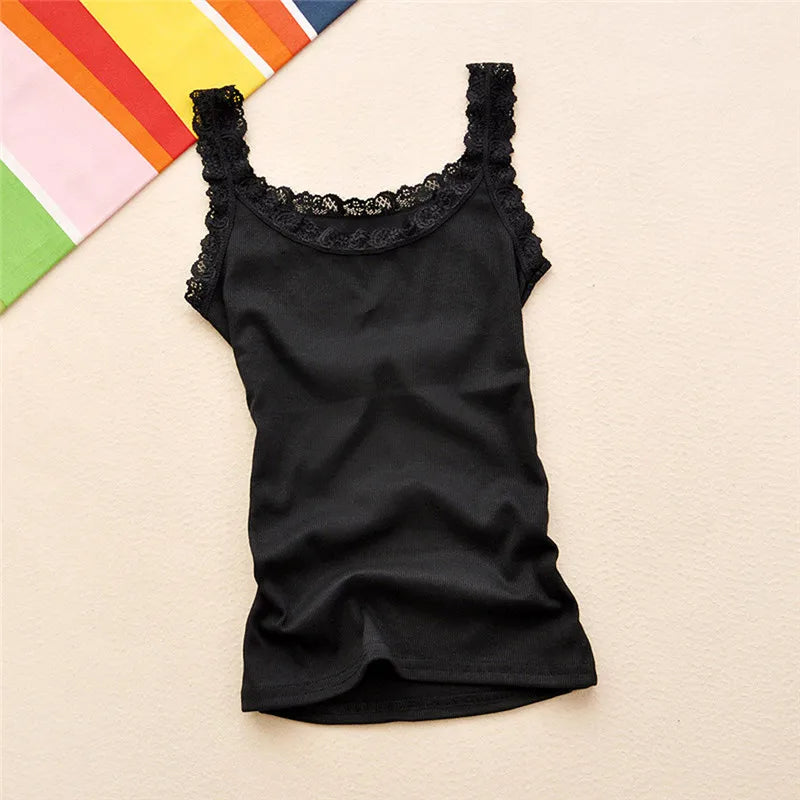 2025 Summer Top Women Sleeveless Lace Tank Top Sexy Women's T-shirt Vest Tank Tops Female Vest Tops White Black Underwear Women
