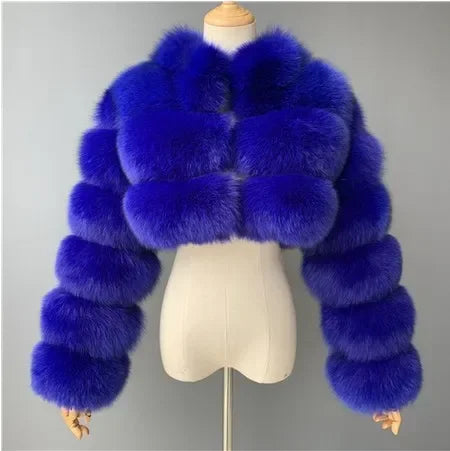 S-8XL Winter Warm Loose Fluffy Plush Jacket Women Striped Faux Fur Soft Velvet Coat Ladies Long Sleeves Thick Short Overcoat