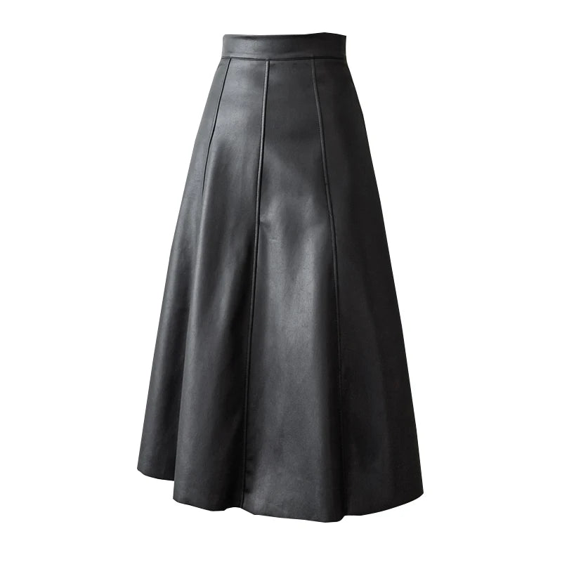 Leather Skirt Women 2025 Autumn Winter New Arrival High Waist PU Skirt Korean Style Maxi A Line Skirt For Women Hot Sale