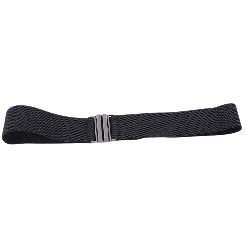 Women Elastic Band Wide Belts Simple Down Coat Waist Belt Female Buckle Black Strap Dress Decoration Accessories