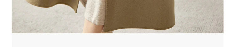 SENTUBILA Women's Long Woolen Overcoats 2025 Winter Outerwear Elegant Turtleneck Warm Double Breasted Belt Wrap Coat W24O42064