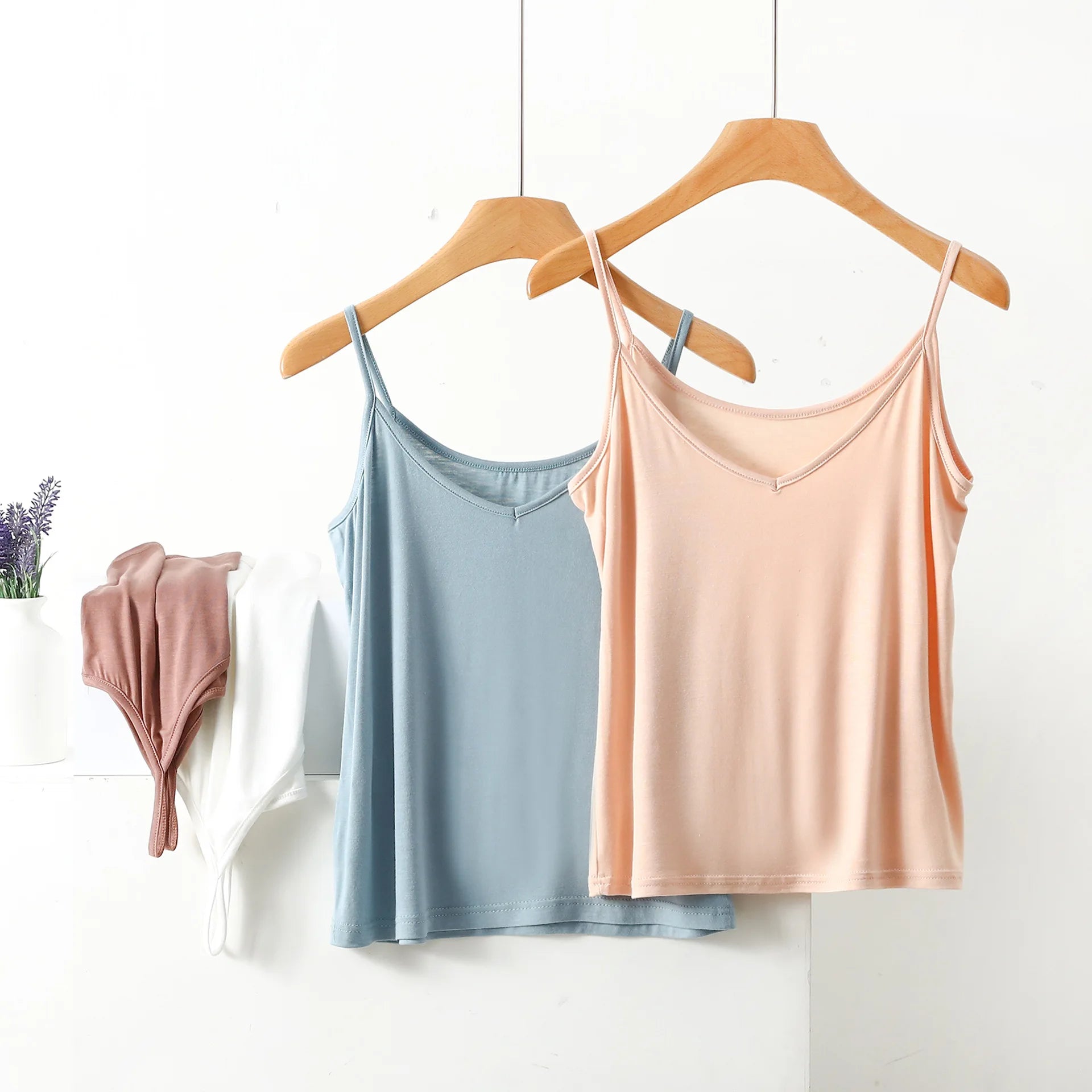Spaghetti Strap Top Women Halter V-Neck Basic Cami Sleevless tank tops Women's Summer Camisole Solid color