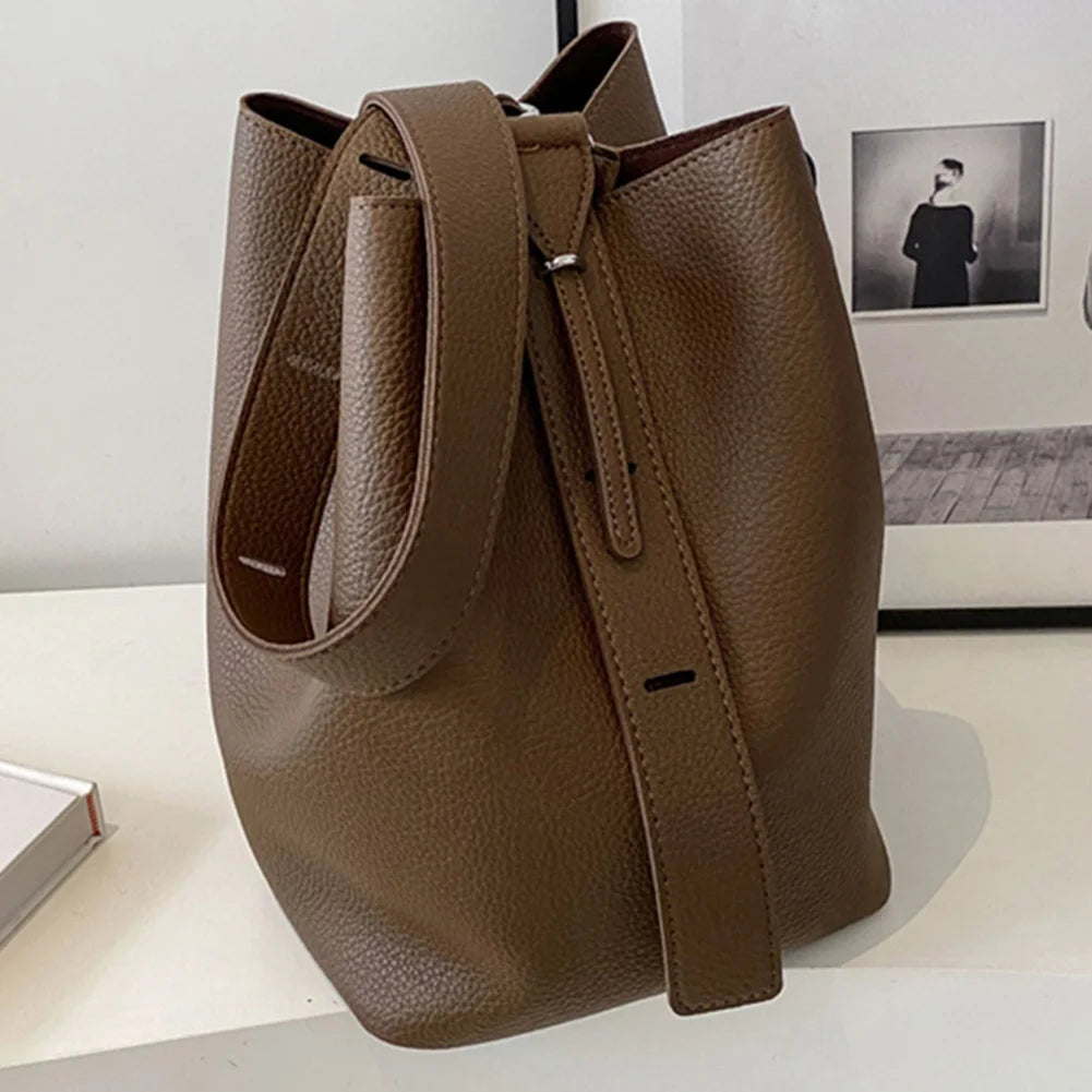 2Pcs/Set Classic Bucket Bag PU Leather Women's Handbag Designer Bag Luxury Grocery Bag Female Shoulder MessengerBag Purse Bolsas