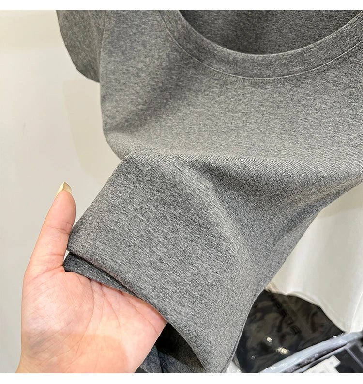 2025 Sexy Square Collar Slim T Shirt Women Cotton Elastic Basic Solid Female Casual Tops Short Sleeve Thin T-shirts See Through