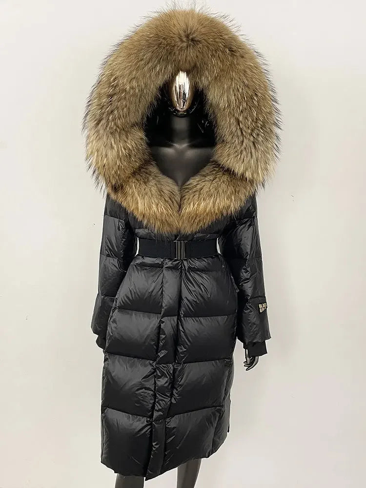 OFTBUY Winter Women Coat Real Fox Fur Collar Hooded Jacket Thick Warm Autumn Hat Detachable X-long White Duck Down Overwears