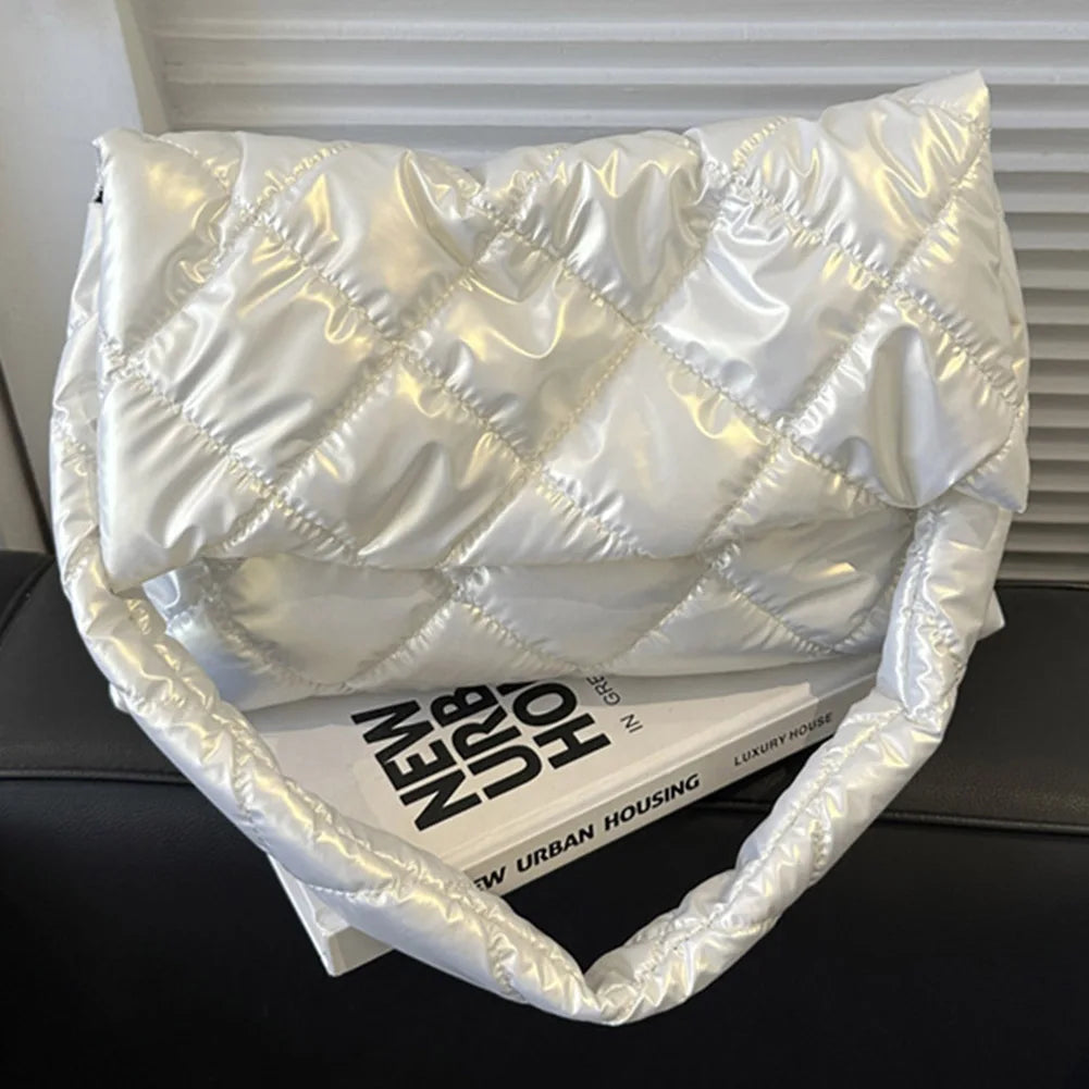 Puffer Tote Bag for Women Shoulder with Adjustable Strap Handbag Underarm Bag Purse Quilted Big Puffy Large Capacity Tote Bag