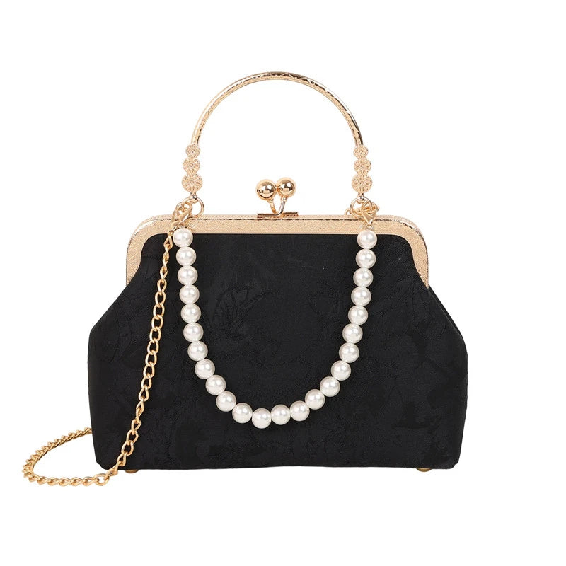 Vintage Classic Lace Bag pearl Evening Bags Wedding Shell Lock Bags Women Shoulder Crossbody Bag Chain Women's Handbags Purses