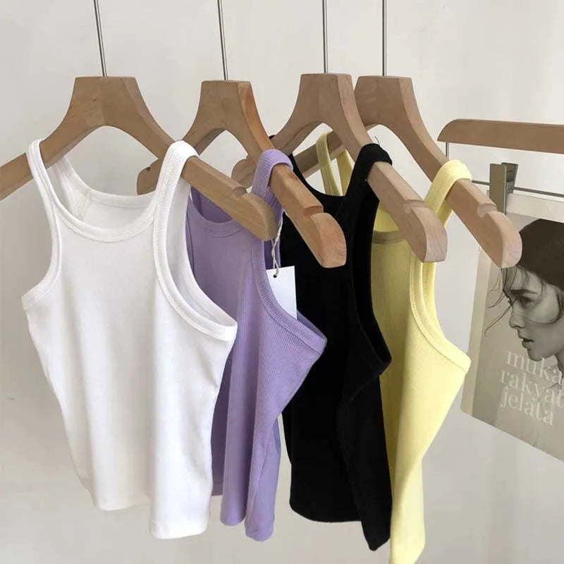 2024 Women Tank Tops Sexy Cropped Top Female Women Summer Camisole Camis Black White Sport Clothes For Women