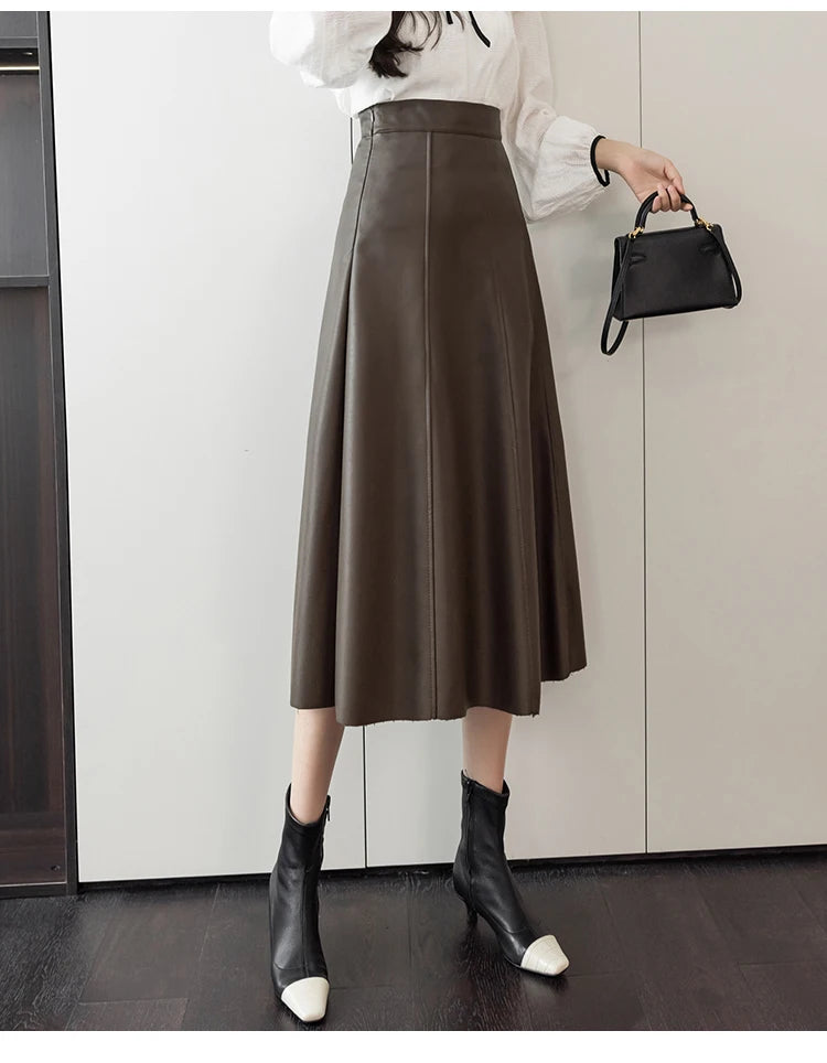 Leather Skirt Women 2025 Autumn Winter New Arrival High Waist PU Skirt Korean Style Maxi A Line Skirt For Women Hot Sale