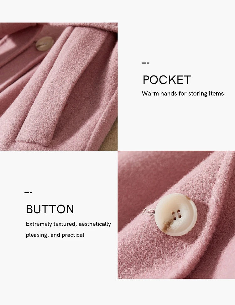 SENTUBILA Women's Long Woolen Overcoats 2025 Winter Outerwear Elegant Turtleneck Warm Double Breasted Belt Wrap Coat W24O42064